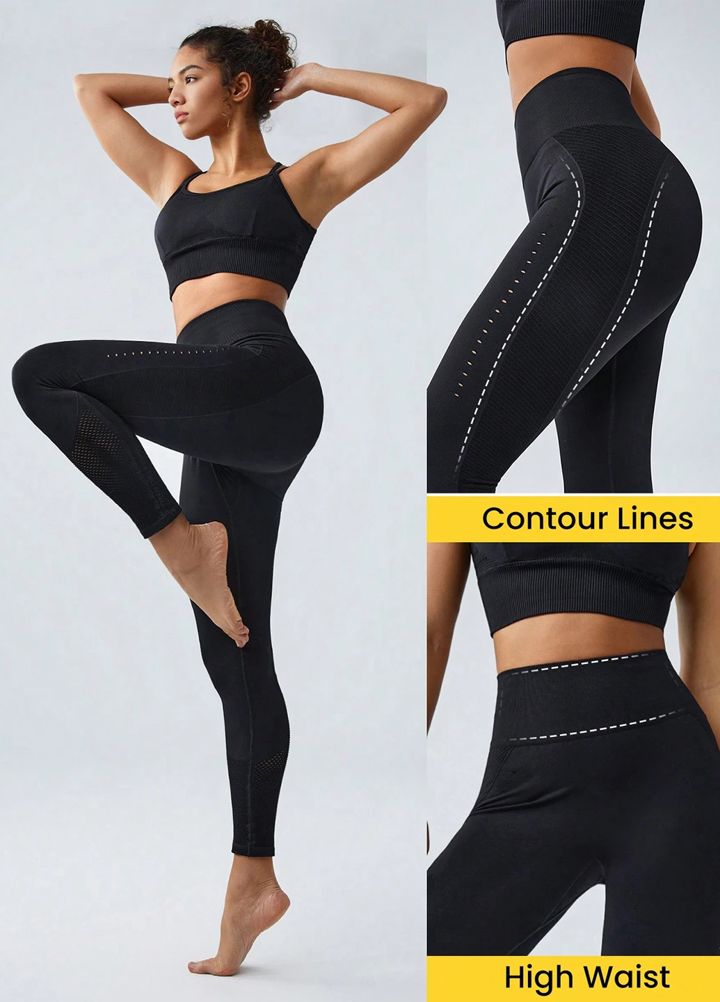 Черные демисезонные леггинсы SHEIN