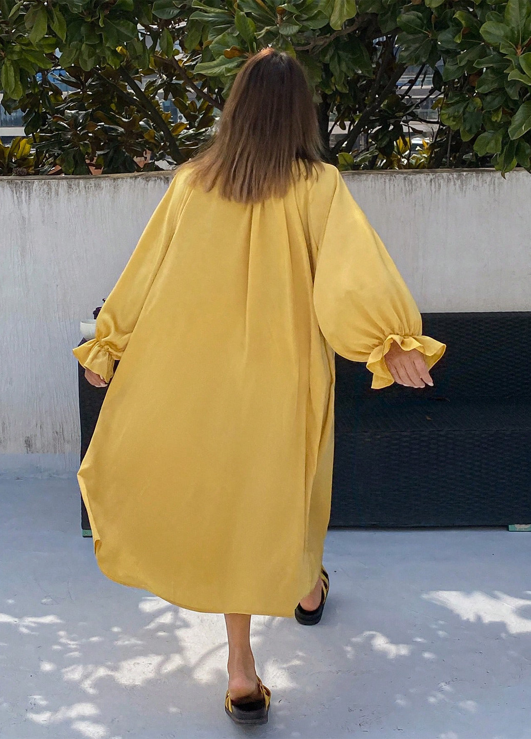 Жовтий домашній, пляжна сукня оверсайз SHEIN однотонна