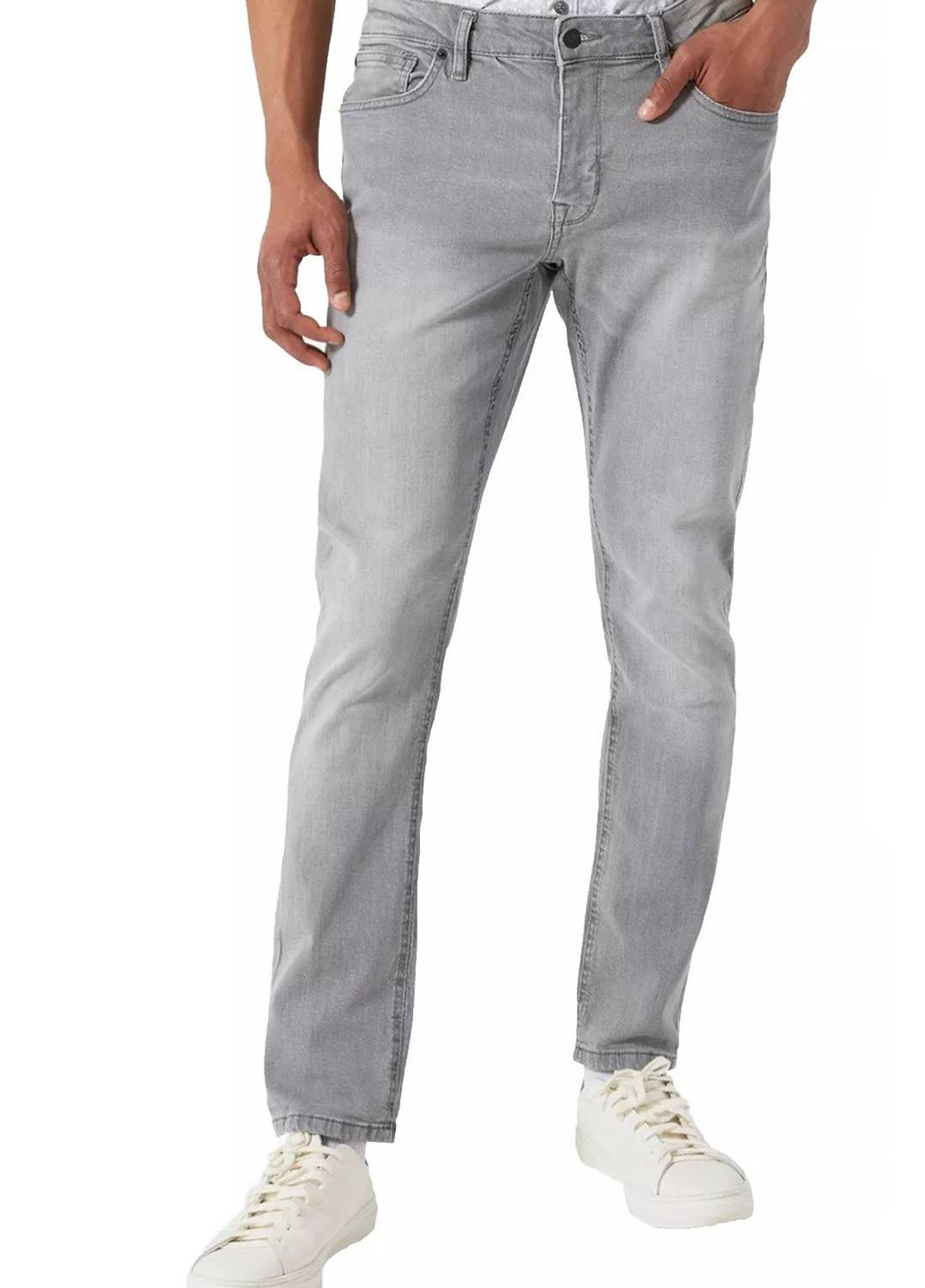 Светло-серые демисезонные слим джинсы DKNY