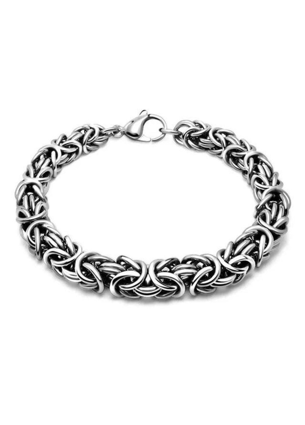 Сріблястий Браслет візантійського плетіння з ювелірної сталі Імітація срібла 19см No Brand (254110236)