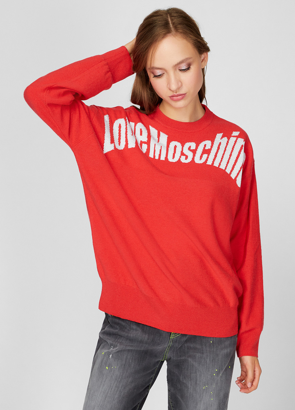 Свитшот Love Moschino - Прямой крой красный кэжуал шерсть, нейлон - (196897104)
