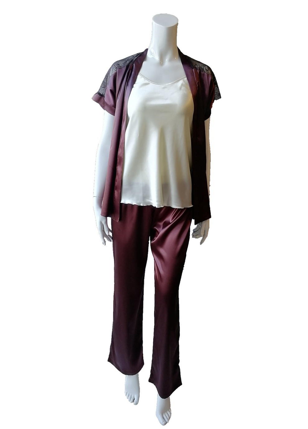 Коричневая комплект штаны+майка+халат коричневый m кофта + футболка + брюки JULIA