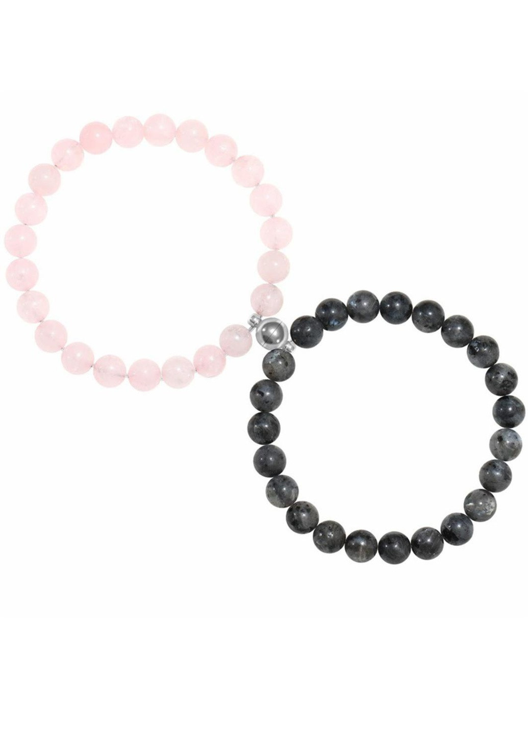 Парні браслети із натурального каміння яшми та рожевого кварцу 17.5-20.5см No Brand (254398609)