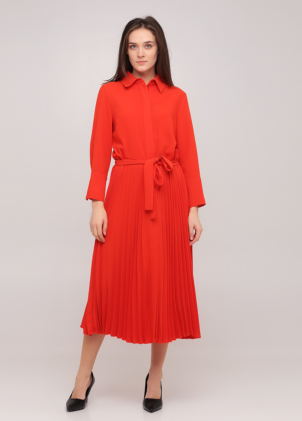 Яскраво-червона ділова плаття, сукня плісована, сорочка Grace & Glory однотонна