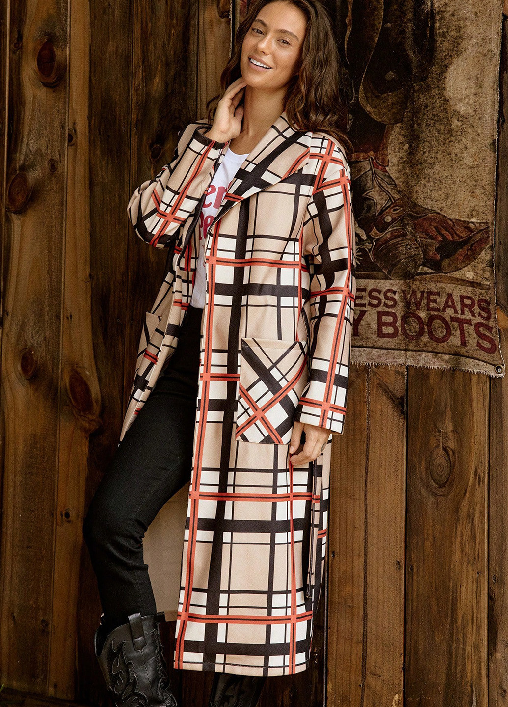 Комбинированное демисезонное Пальто кейп SHEIN