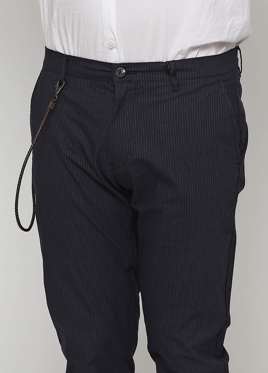 Темно-синие классические демисезонные прямые брюки Solid