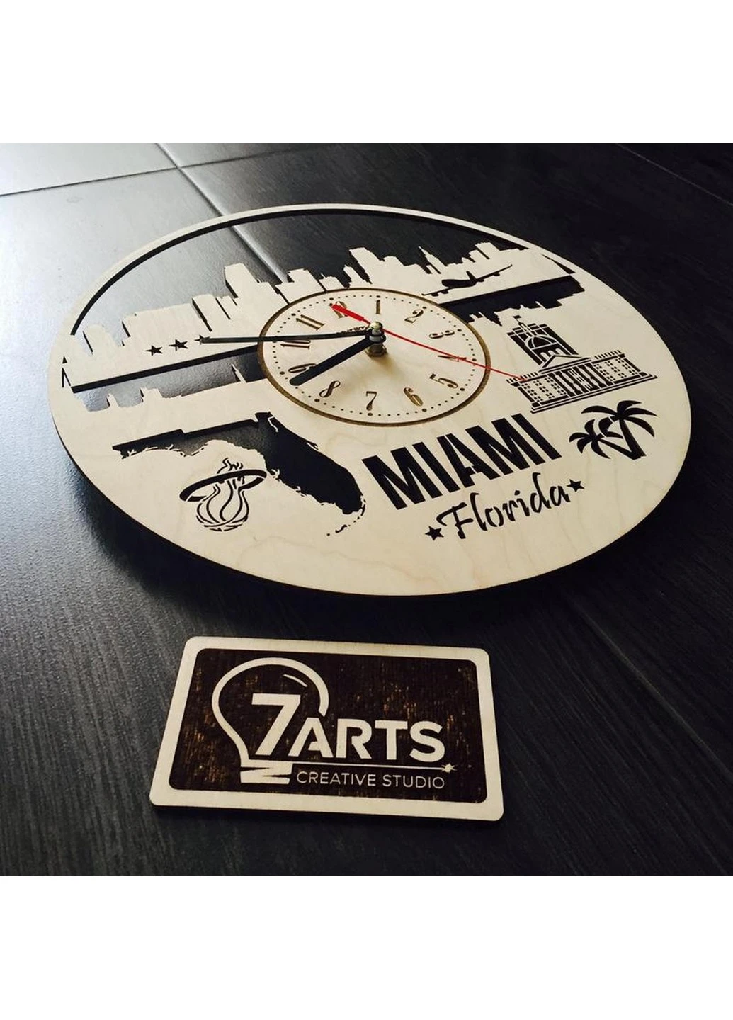 Інтер`єрний годинник на стіну «Маямі, Флорида» 7Arts (253566364)