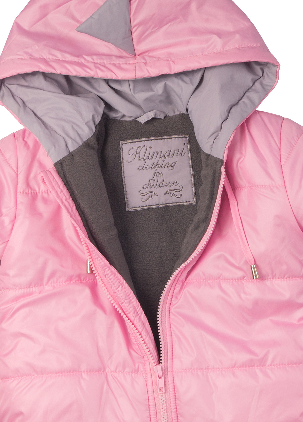 Розовая демисезонная куртка с капюшоном на замке Klimani