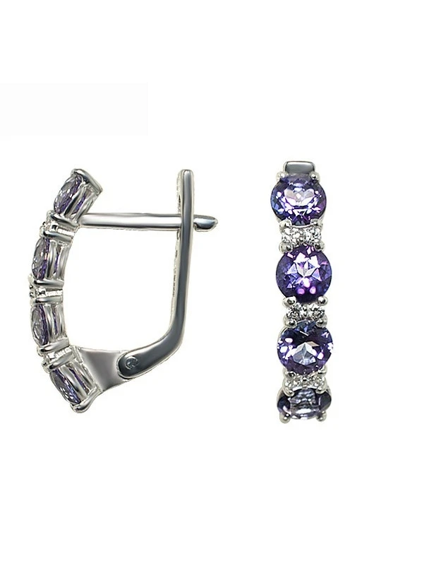 Срібні сережки з бузковим топазом Swarovski Віночок UMAX (239400704)