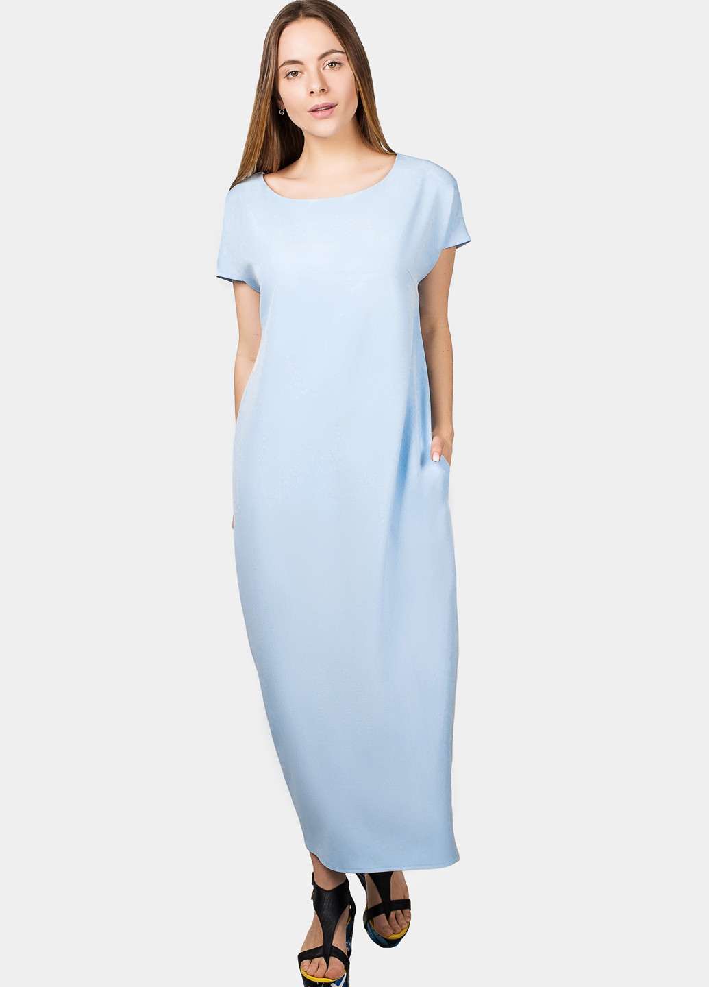 Светло-голубое кэжуал платье оверсайз O`zona milano однотонное