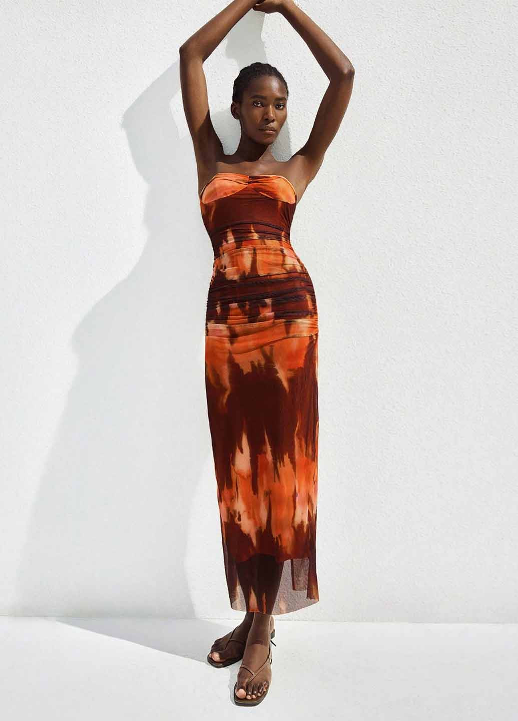 Комбінована вечірня, кежуал сукня бандо SHEIN тай-дай