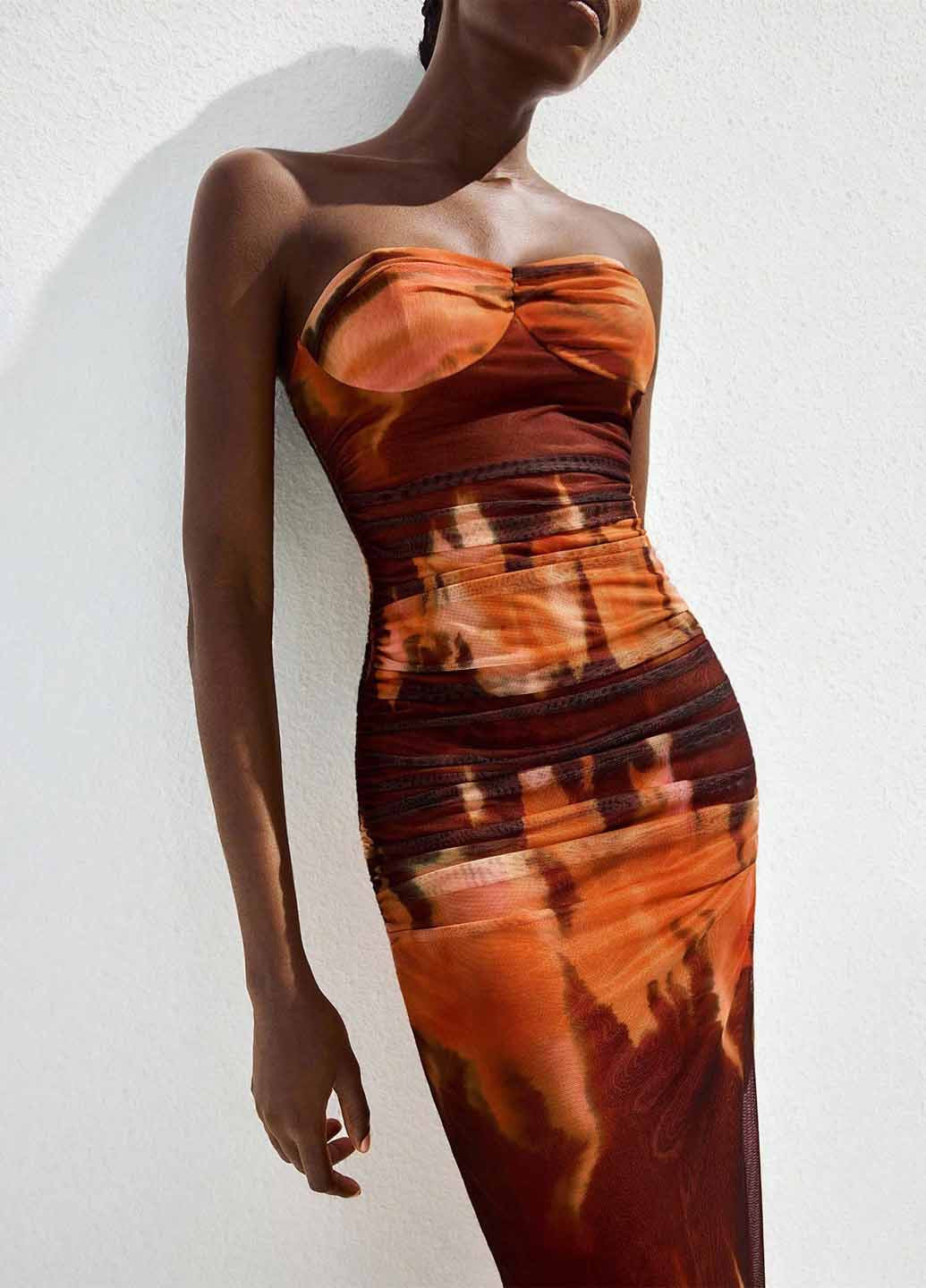 Комбінована вечірня, кежуал сукня бандо SHEIN тай-дай