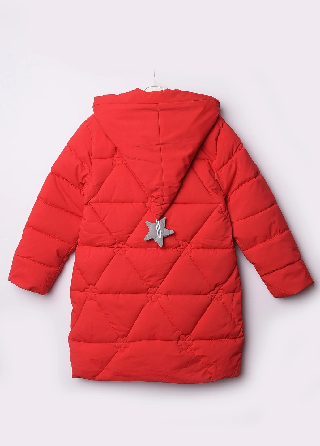 Красная зимняя куртка детская зима красная с капюшоном Let's Shop
