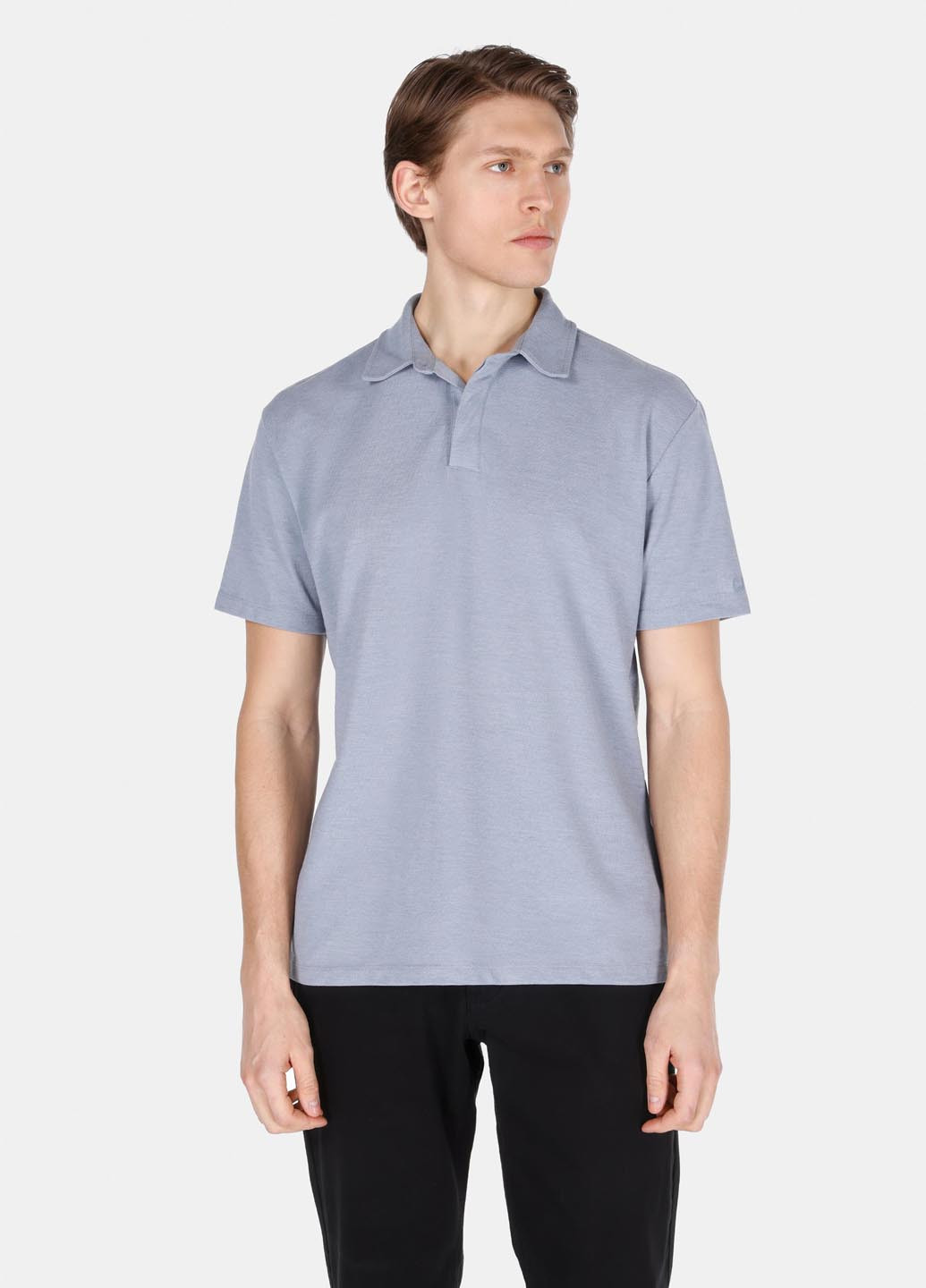 Голубой футболка-поло для мужчин Colin's меланжевая