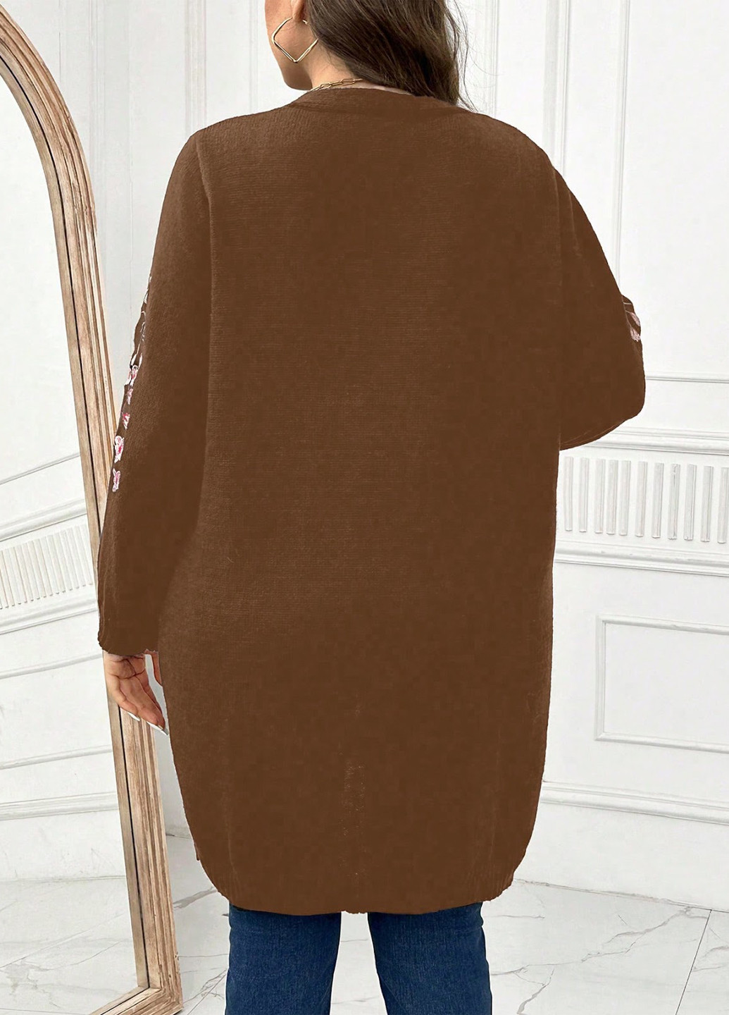 Коричневый демисезонный кардиган SHEIN