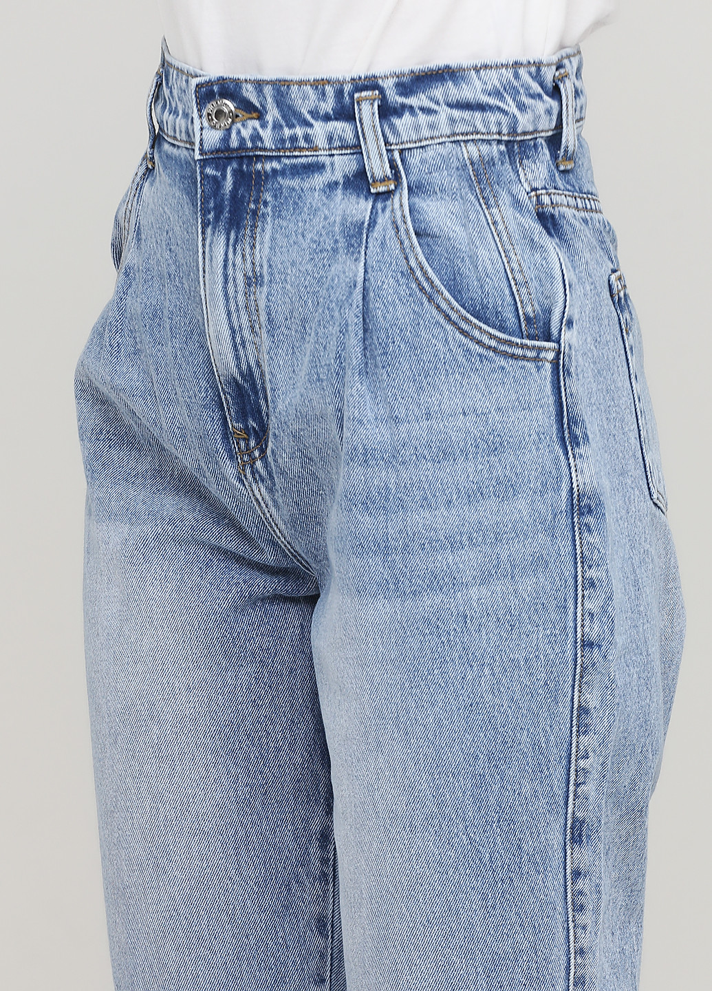 Голубые демисезонные зауженные, укороченные джинсы Miss BonBon