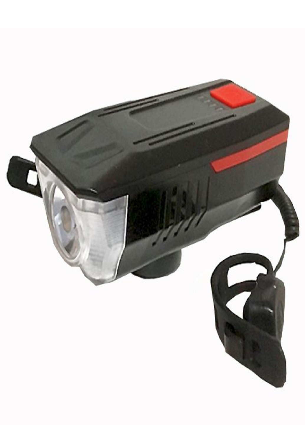 Универсальный аккумуляторный фонарь велосипедный LY-16 влагостойкий со звонком с креплением на руль Красный VTech (253495646)