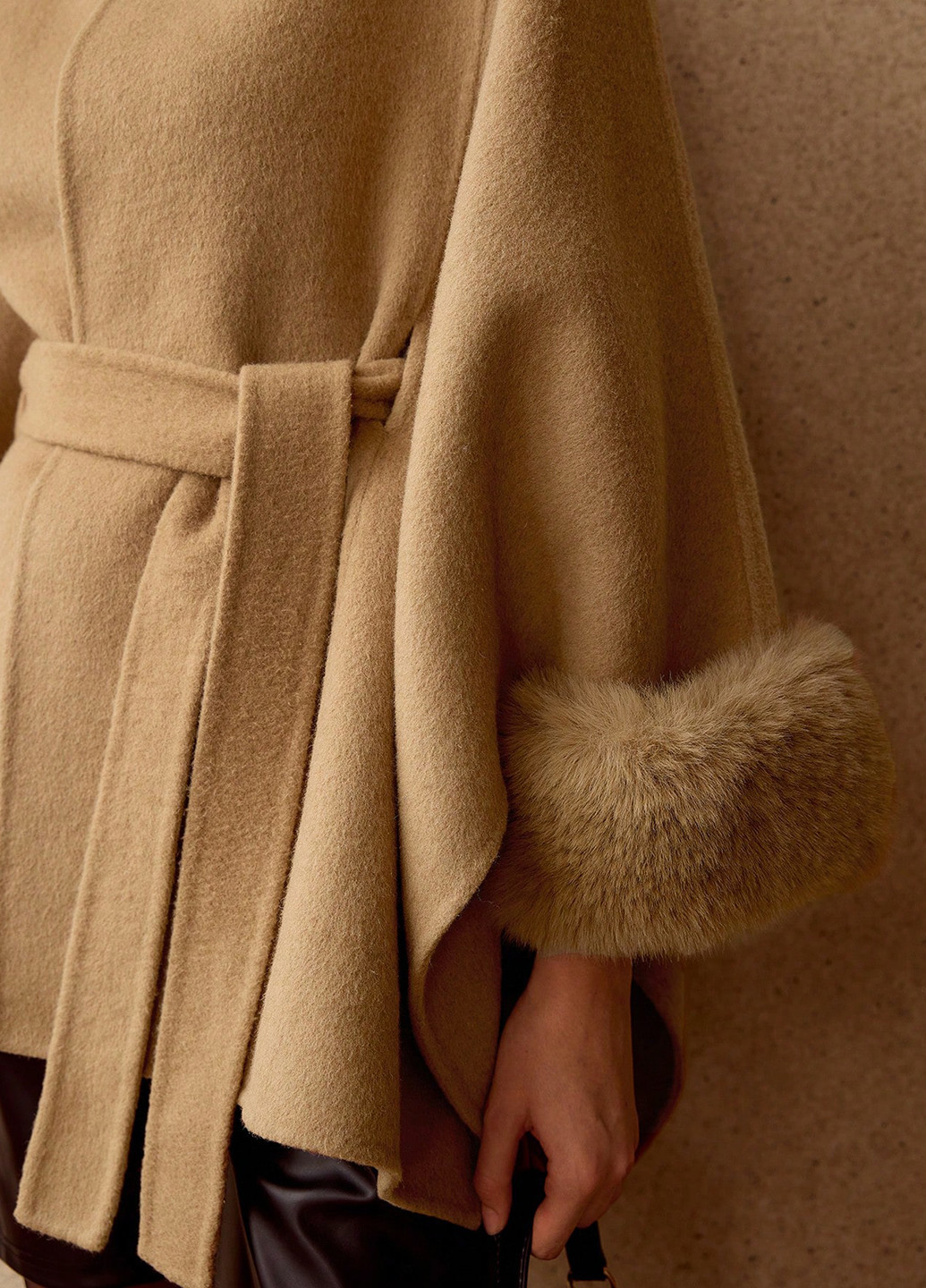 Світло-коричневе Кежуал напівпальто однобортне SHEIN однотонне