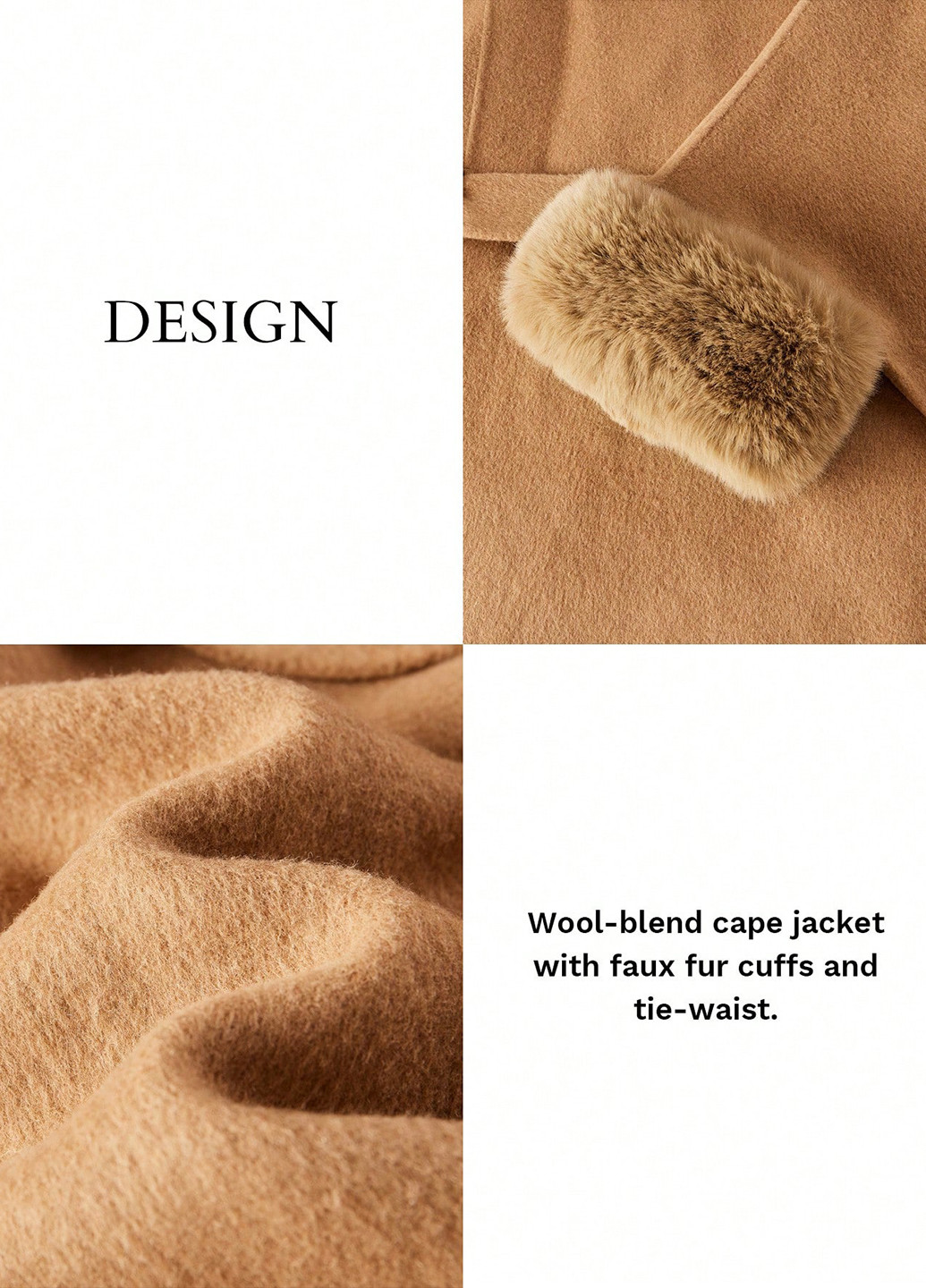 Світло-коричневе Кежуал напівпальто однобортне SHEIN однотонне