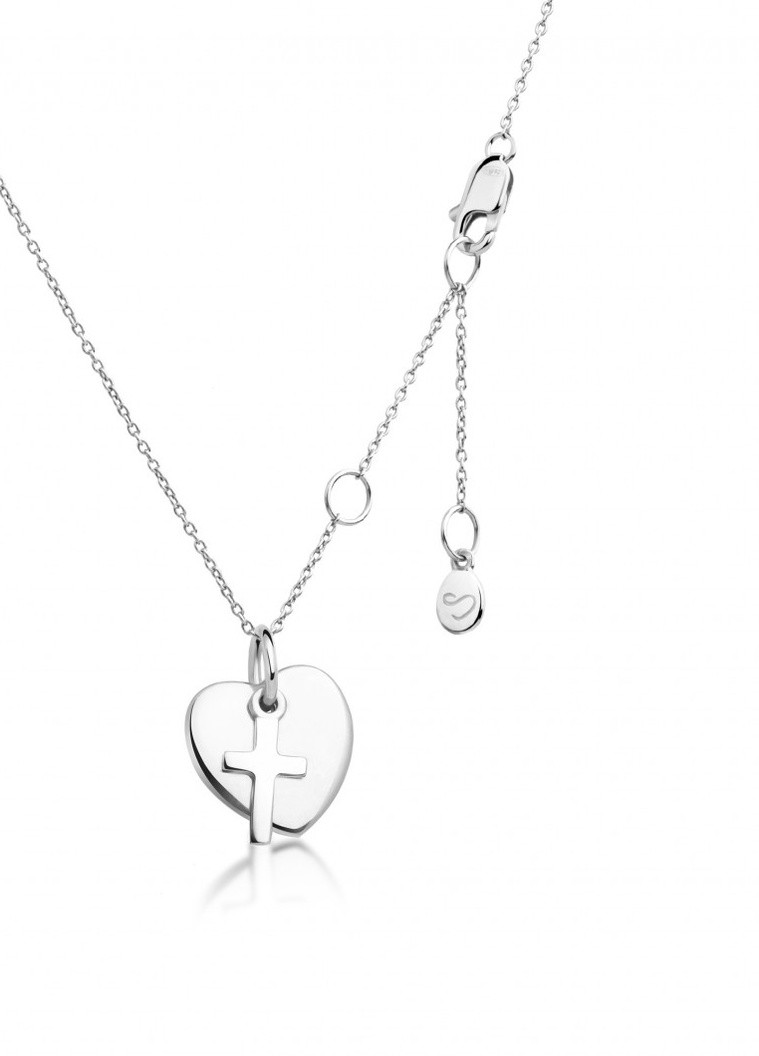 Серебряная подвеска «Сердце мини» с шармиком «Крестик» 45-50 см Peninsula (225013611)