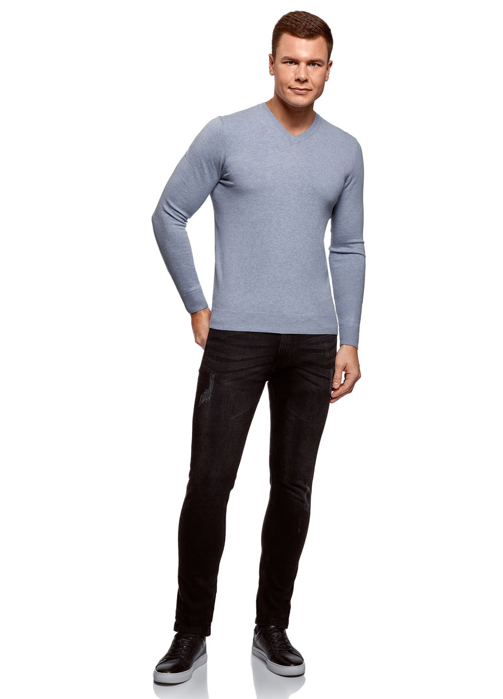 Серо-синий демисезонный пуловер пуловер Oodji