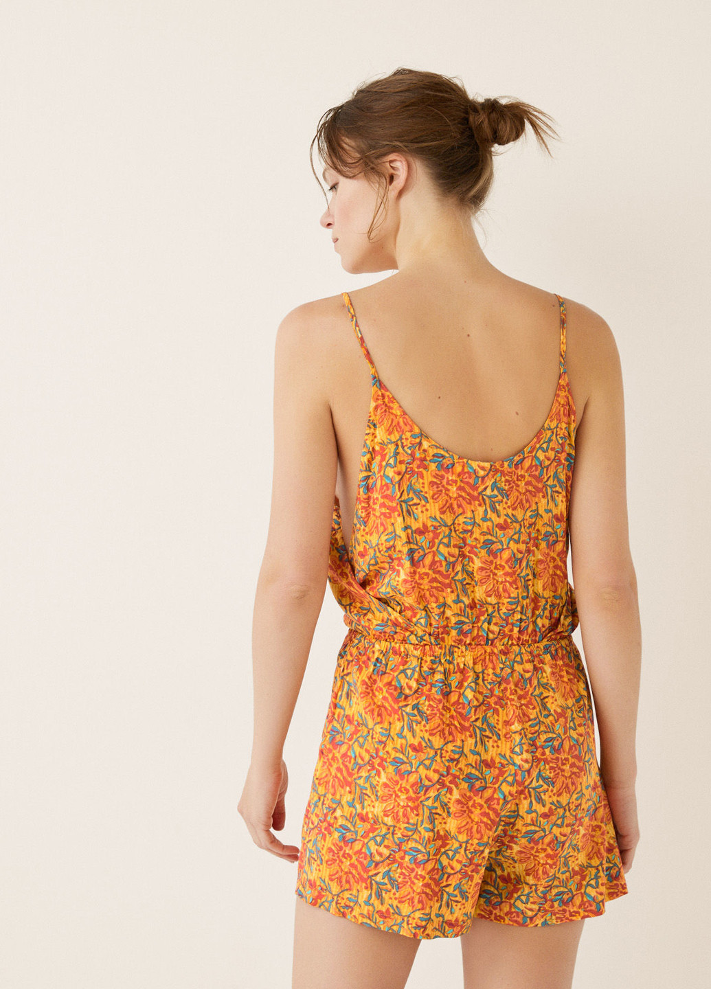 Комбинезон Women'secret комбинезон-шорты цветочный оранжевый пляжный вискоза