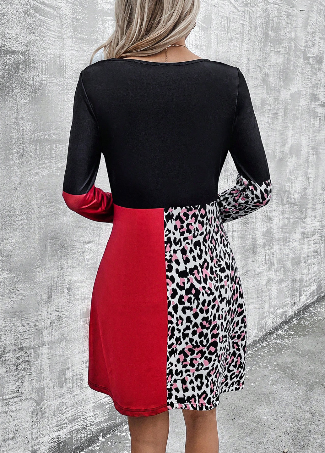 Комбінована кежуал сукня а-силует SHEIN леопардовий