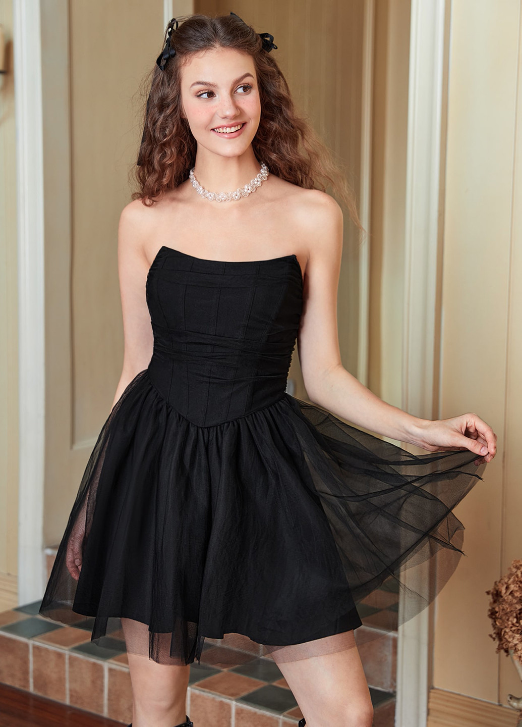 Чорна вечірня сукня бандо SHEIN однотонна