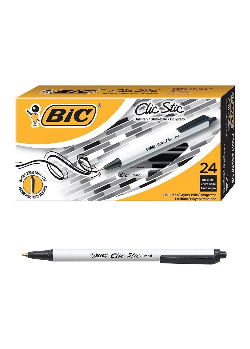 Набір кулькових ручок 24 шт автоматичних Clic Stic Масляна чорна (CSM241) Bic (255254495)