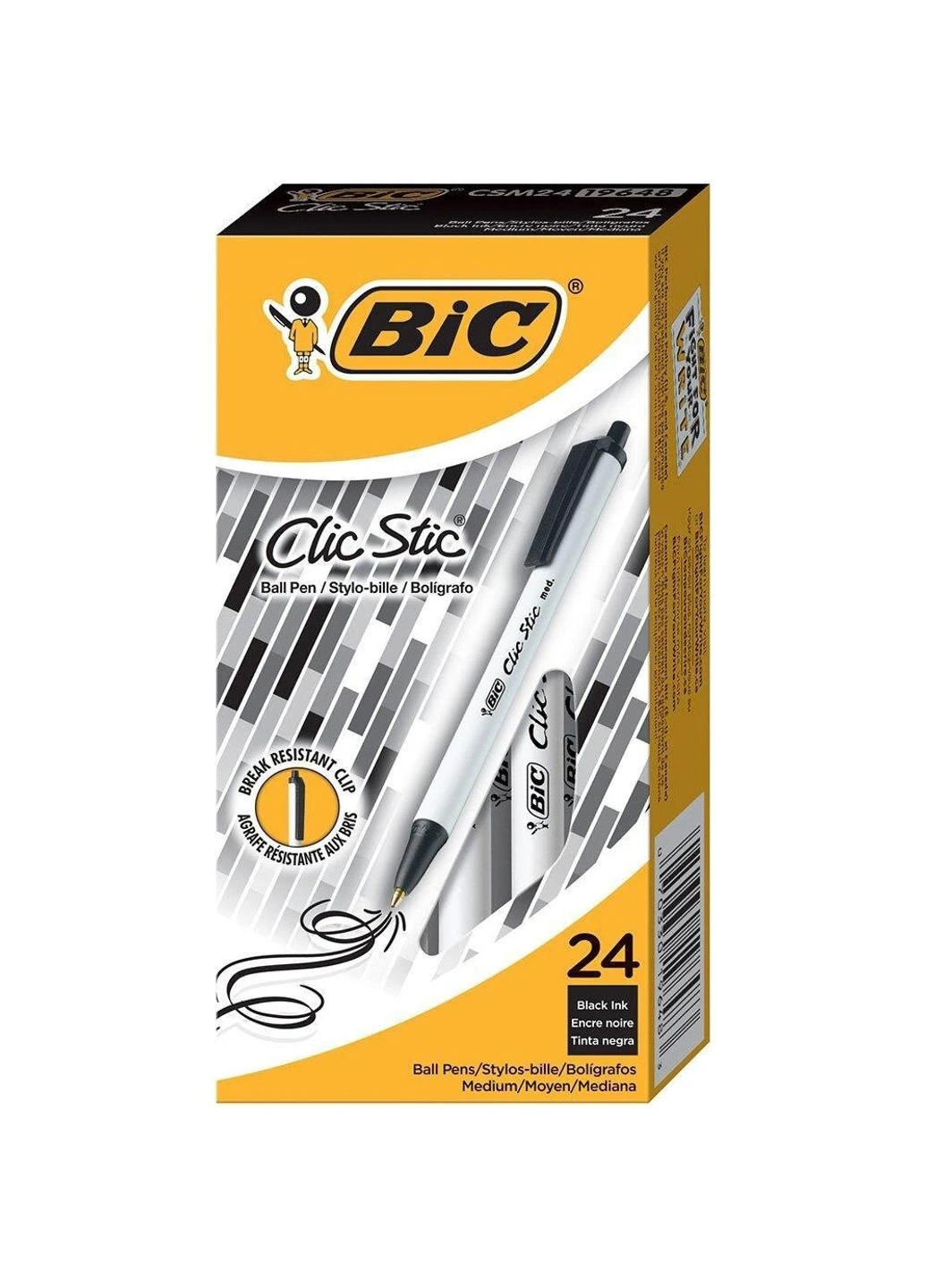Набір кулькових ручок 24 шт автоматичних Clic Stic Масляна чорна (CSM241) Bic (255254495)