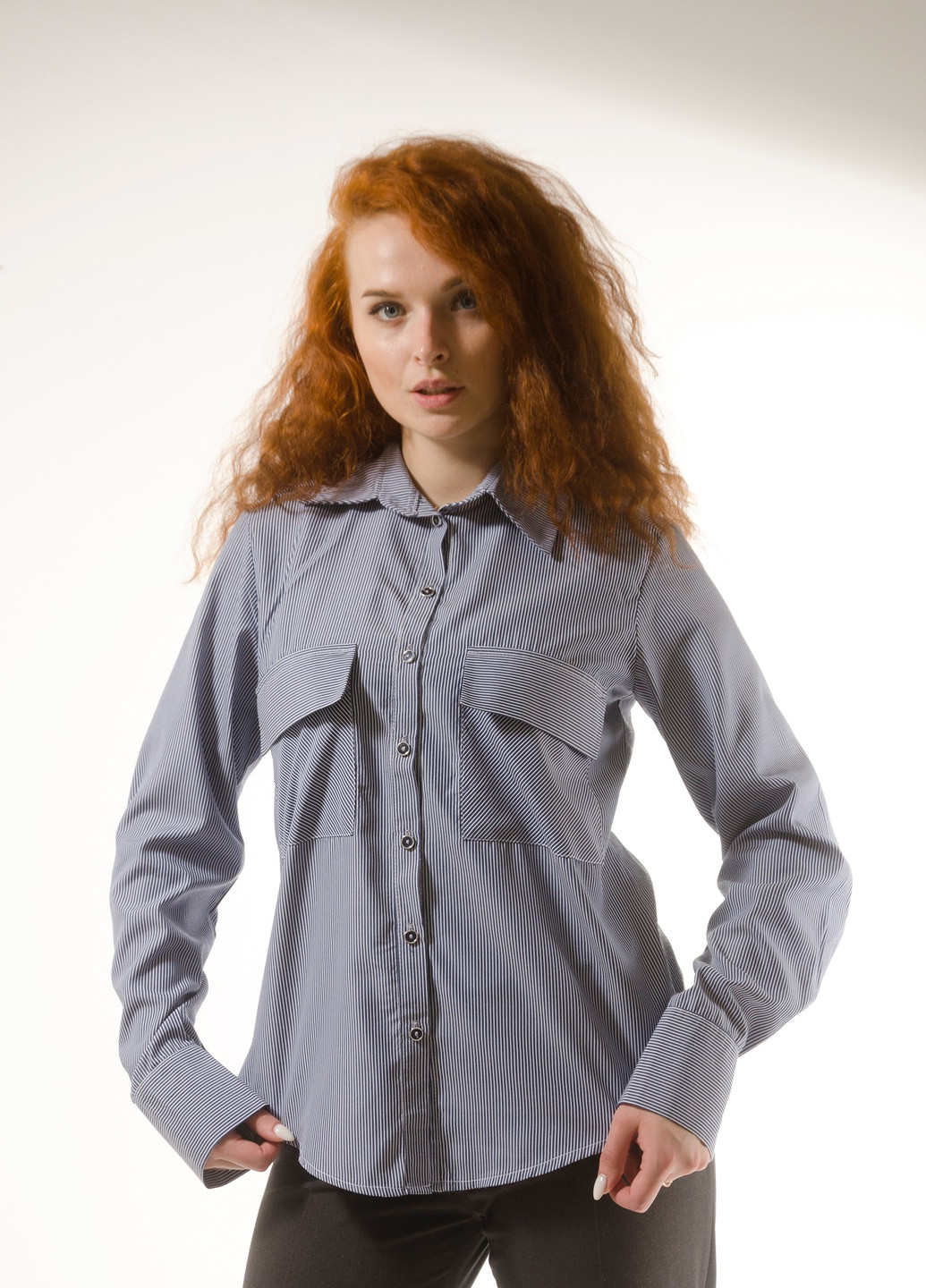 Синіти класична жіноча сорочка у стильну дрібну смужку INNOE Блуза