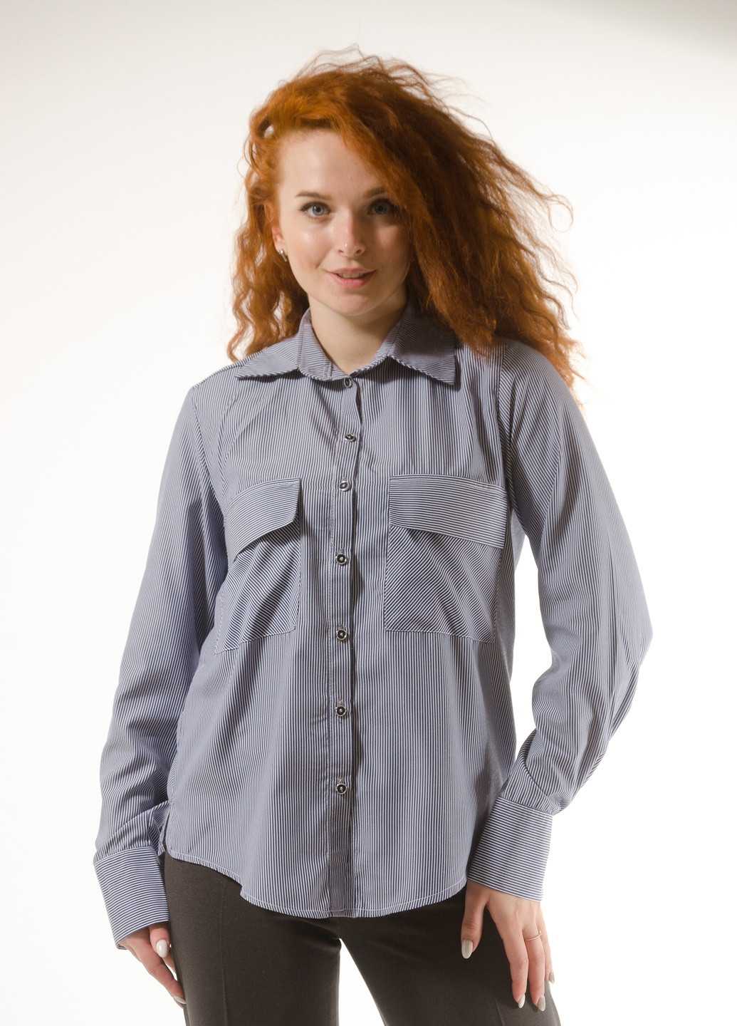 Синіти класична жіноча сорочка у стильну дрібну смужку INNOE Блуза