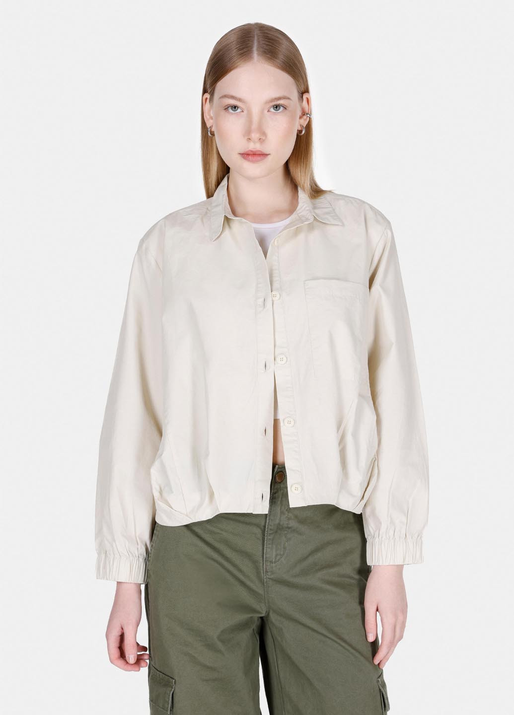 Светло-бежевая кэжуал рубашка однотонная Colin's