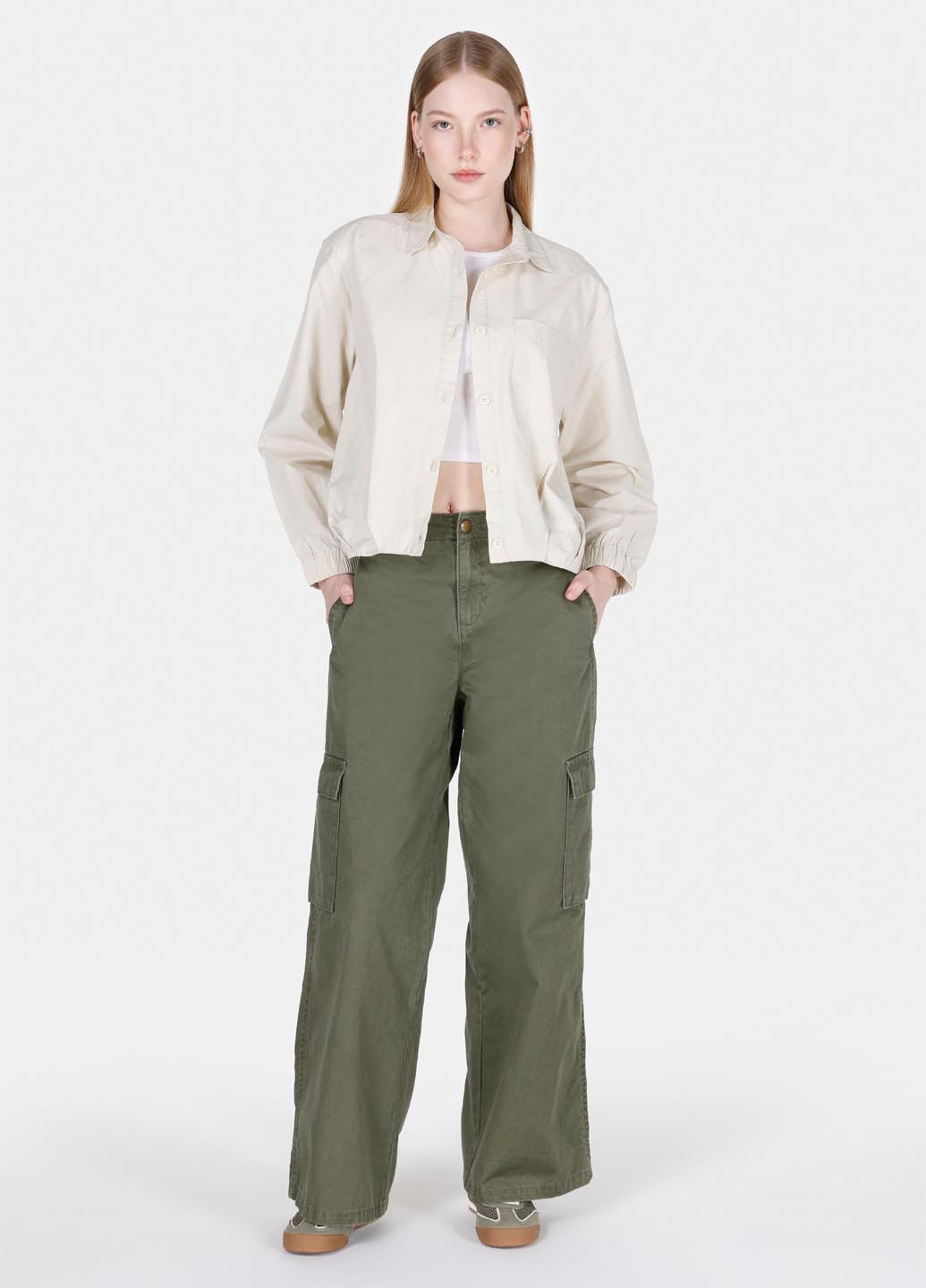 Светло-бежевая кэжуал рубашка однотонная Colin's