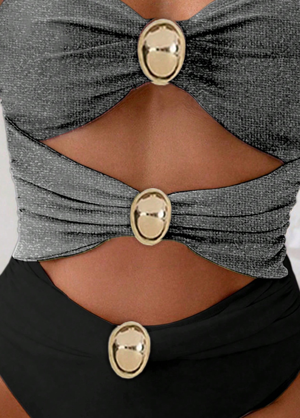 Черный летний купальник слитный, бандо SHEIN