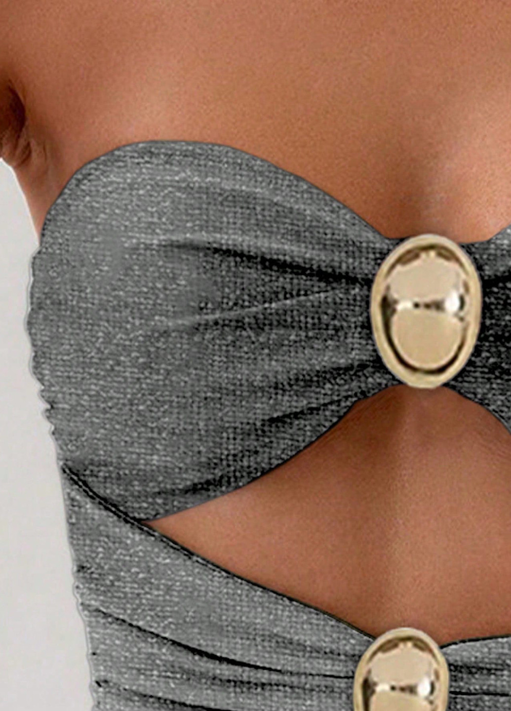 Черный летний купальник слитный, бандо SHEIN