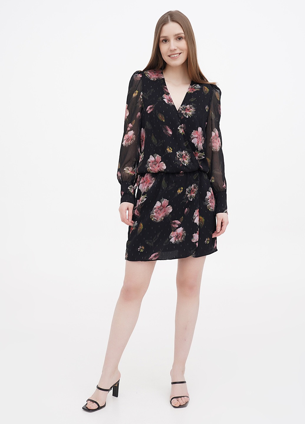 Чорна кежуал сукня на запах Motivi з квітковим принтом
