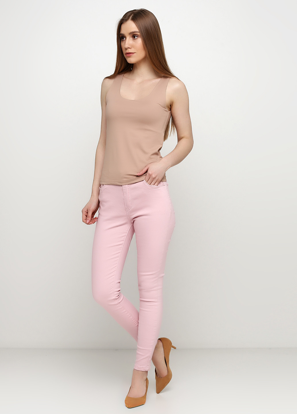 Светло-розовые демисезонные зауженные джинсы Ds Fashion