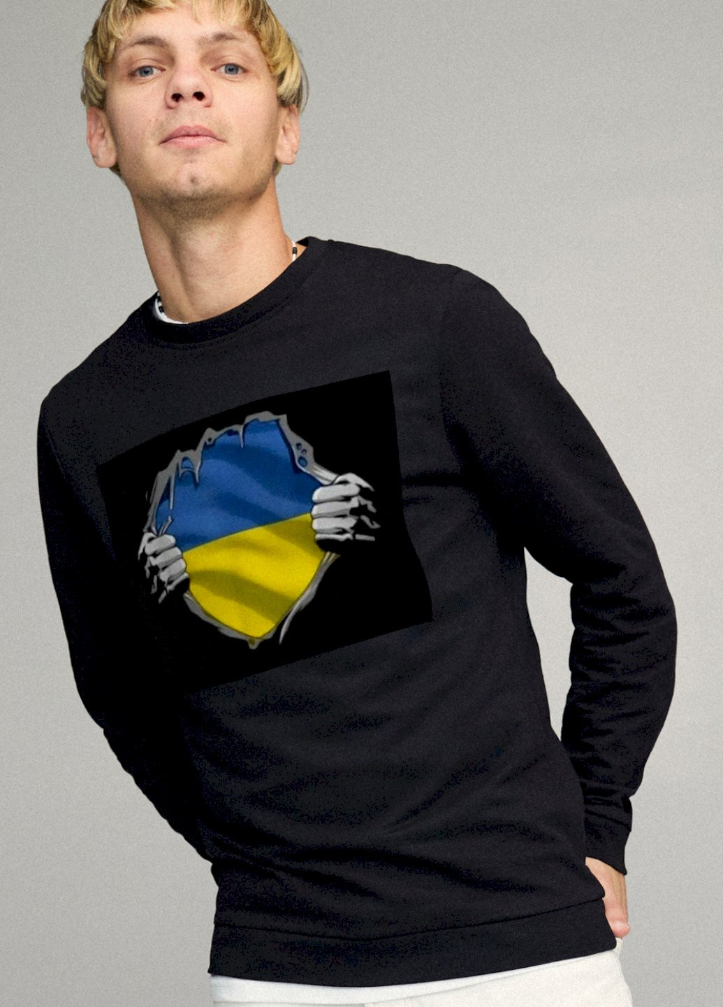 Чорний свитшот мужской basic /no flis/ YAPPI малюнок (254557709)