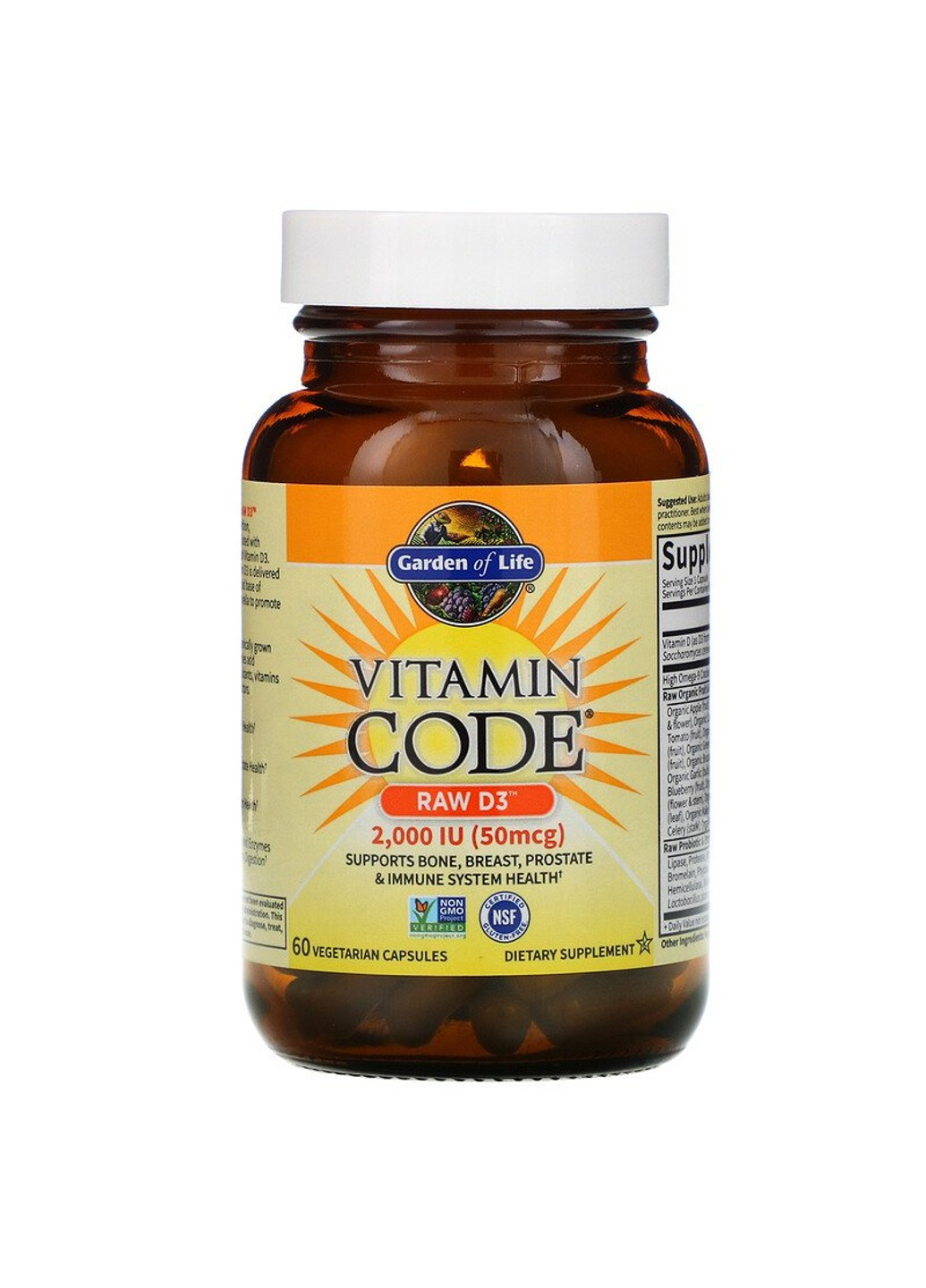 Сирий Вітамін D3, RAW D3, Vitamin Code,, 2000 МО (50 мкг), 60 вегетаріанських капсул Garden of Life (255409767)