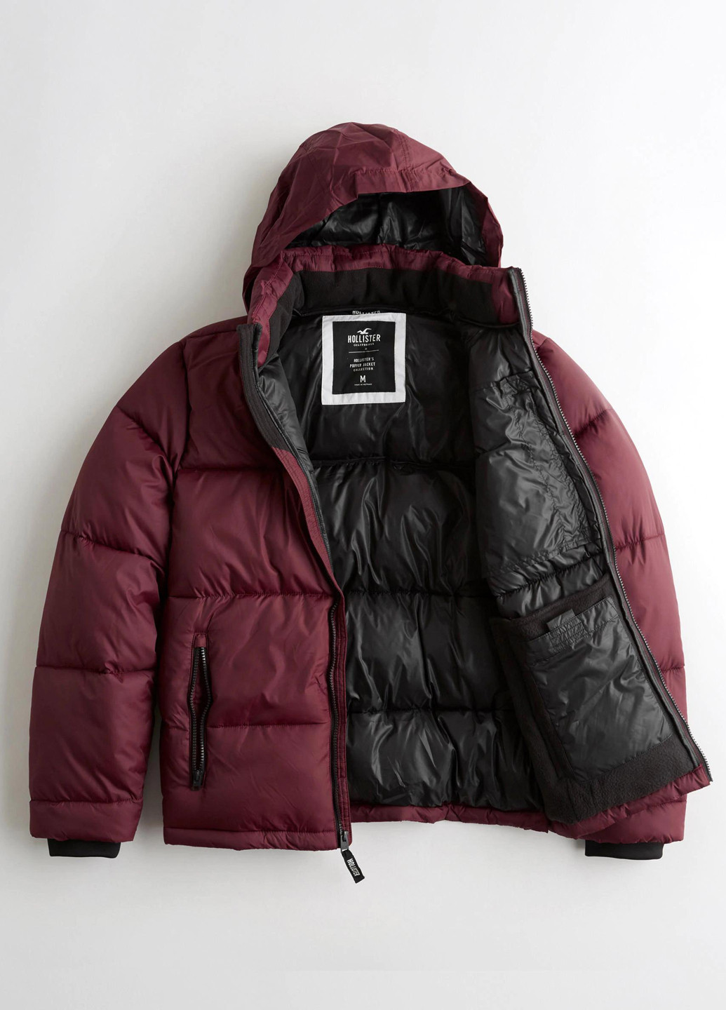 Бордовая зимняя куртка Hollister