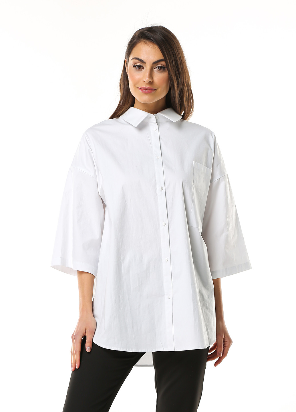 Белая кэжуал рубашка однотонная YEMKI