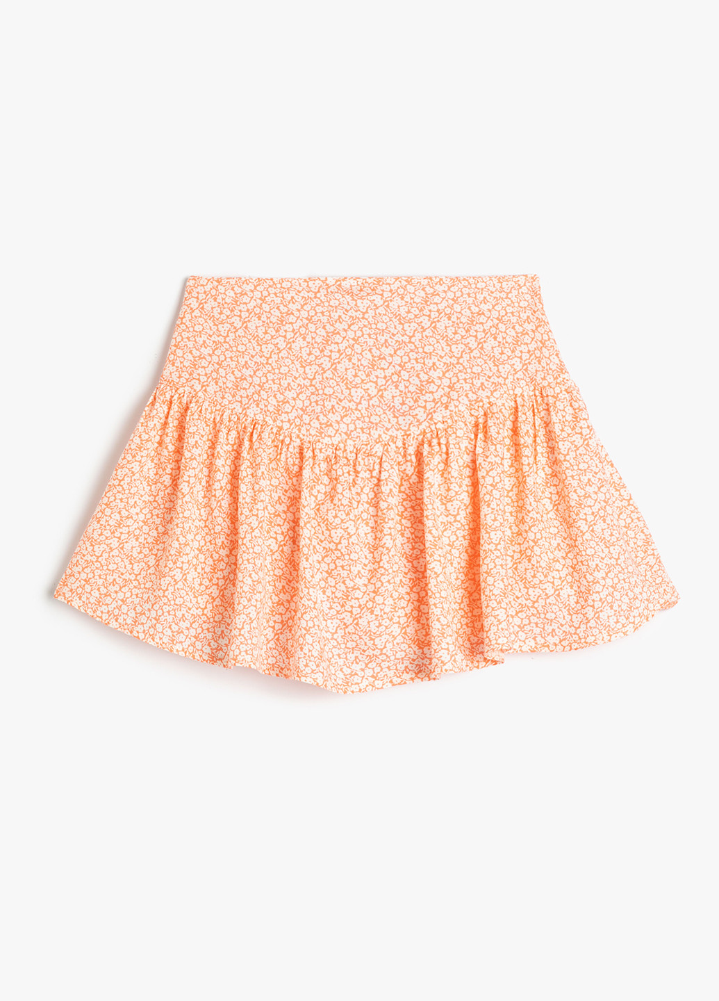 Персиковая кэжуал цветочной расцветки юбка KOTON а-силуэта (трапеция)