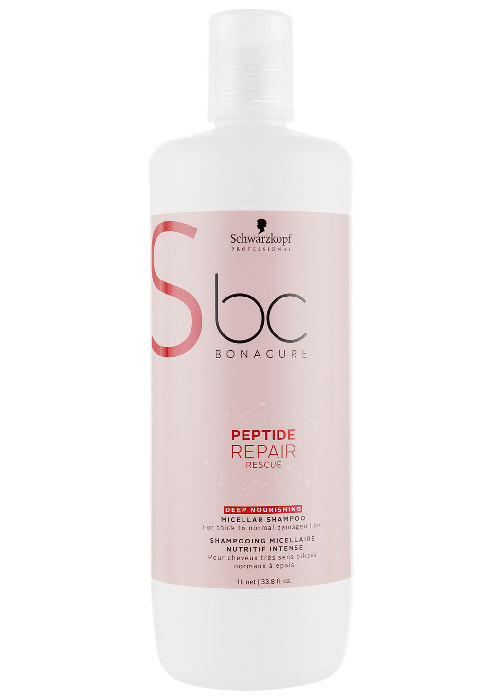 Мицеллярный шампунь для интенсивного питания волос BC Bonacure Peptide Repair Rescue Deep Nourishing Micellar Shampoo 1000 мл Schwarzkopf Professional (201694758)