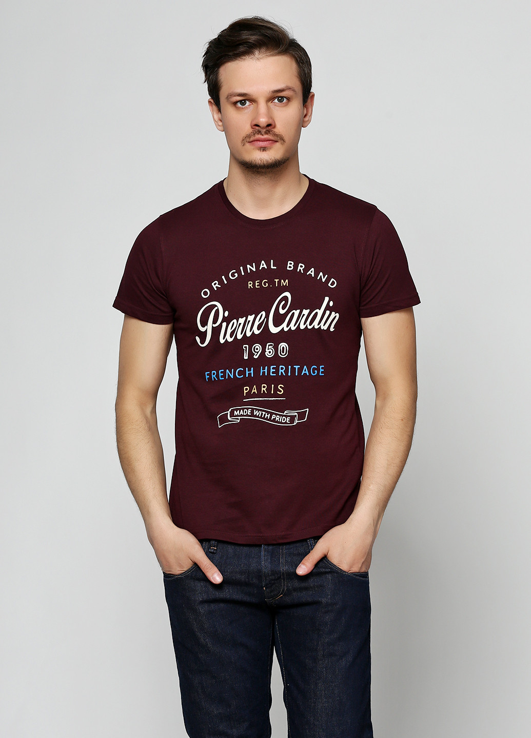 Бордовая футболка Pierre Cardin