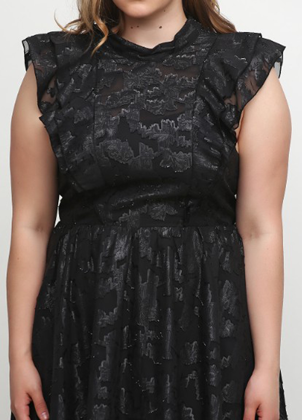 Черное деловое платье клеш H&M с цветочным принтом