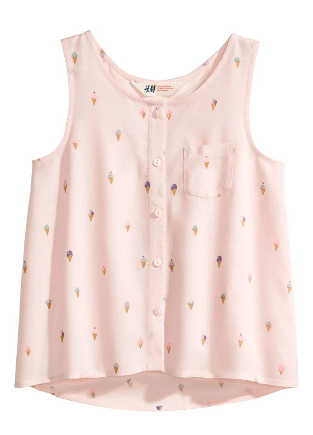 Бледно-розовая блузка без рукава H&M летняя