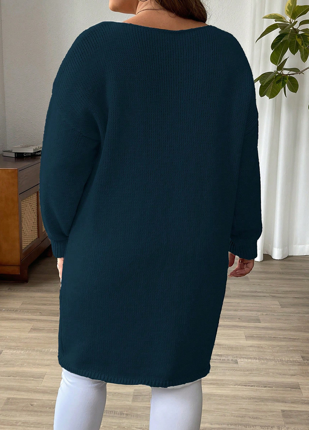 Темно-зеленое кэжуал платье платье-свитер SHEIN однотонное