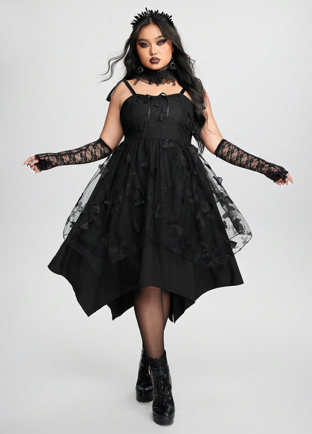 Черное кэжуал, праздничный платье с корсетом, с открытой спиной SHEIN бабочки