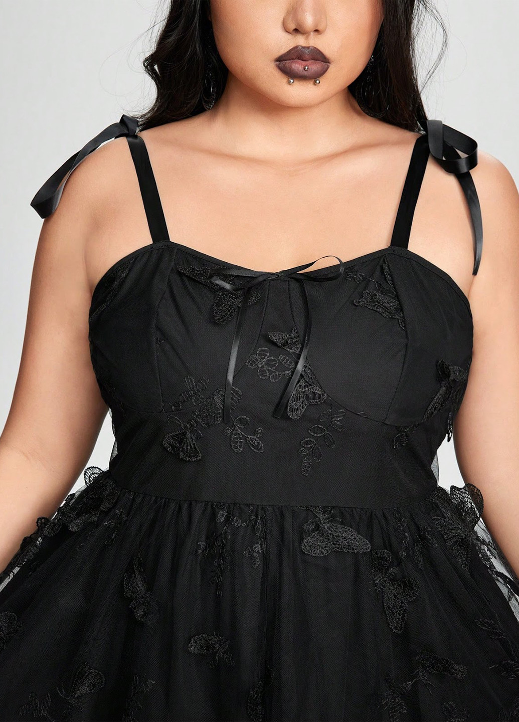 Черное кэжуал, праздничный платье с корсетом, с открытой спиной SHEIN бабочки